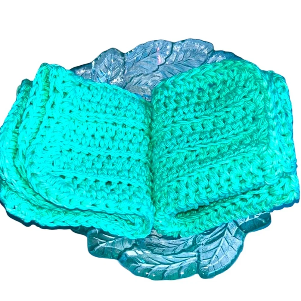 HAND CRAFTED Crocheted Colorful 100% Cotton All Purpose Wash or Dish Cloths